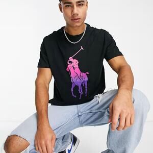 Polo Ralph Lauren Black Classic Fit Big Pony Ombre Jersey T-Shirt Men's Large